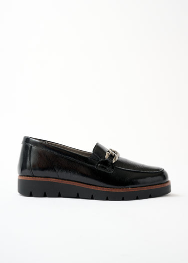 Mocassins grande largeur cuir chaîne à maillons Noir
