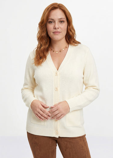 Gilet boutonné maille épaisse Ecru