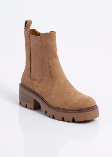 Boots style creepers avec détail léopard Camel