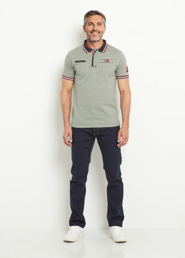 Polo fin détails contrastés avec poche Olive