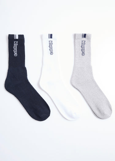 Chaussettes de sport côtelées assorties Marine/Blanc/Gris
