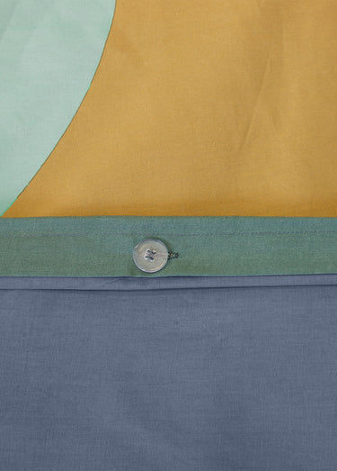 Parure housse de couette coton, geometric Bleu/jaune/vert