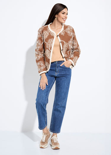Veste matelassée rebrodée en twill Camel