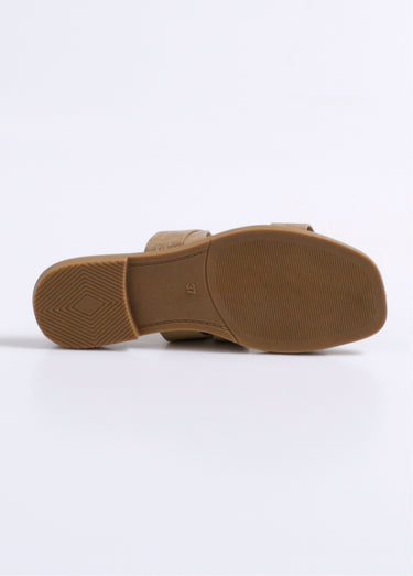 Mule plates brides détails métallisés Taupe