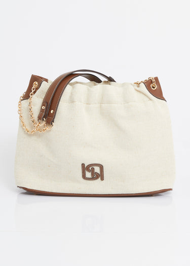 Sac à main bourse, toile effet lin Ecru