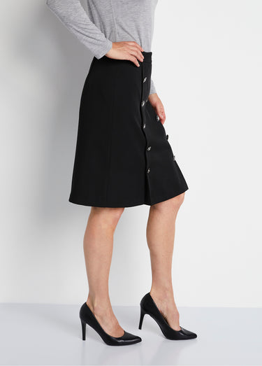 Jupe courte trapèze tissu extensible Noir