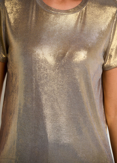 T-shirt métallisé à manches courtes Or