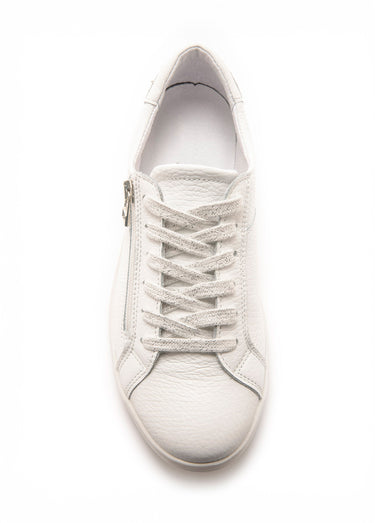 Baskets cuir lacets et zip, semelle confort Blanc