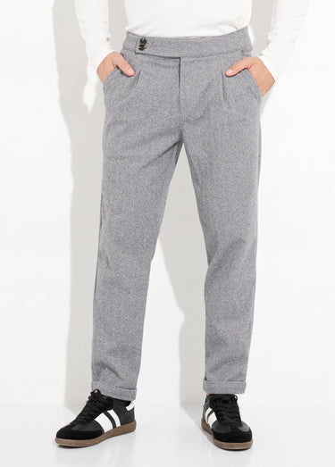 Pantalon chic à chevrons, aspect lainage Gris