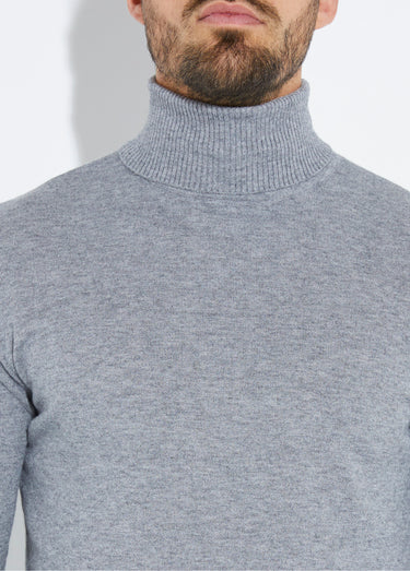 Pull col roulé en maille fine jauge Gris