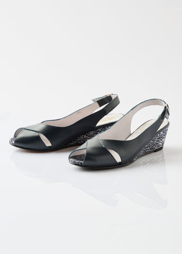 Sandales bout ouvert largeur confort cuir Marine