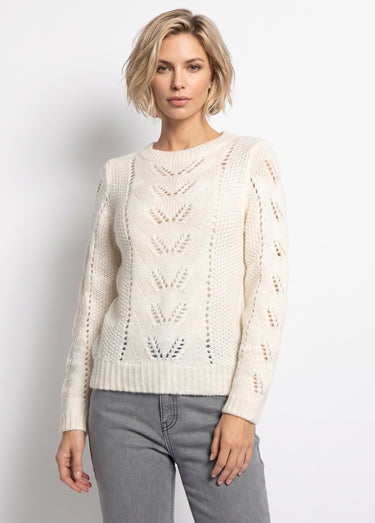 Pull doux en maille fantaisie Ecru