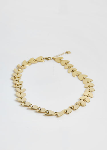 Collier acier inox avec maillons coeurs Dore