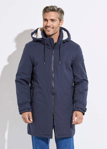 Parka casual fourrée à capuche Bleu