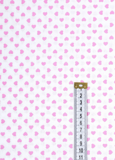 Coupon tissu motif cœurs R 3x1,5m Imprime Coeur Rose
