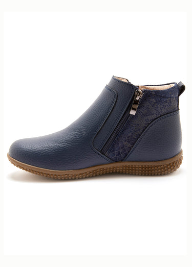 Boots zippées cuir grainé Bleu
