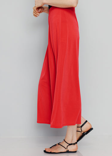 Jupe-pantalon ceinture élastiquée Uni Framboise