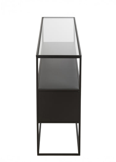 Console en métal et plateau verre, foncé Noir