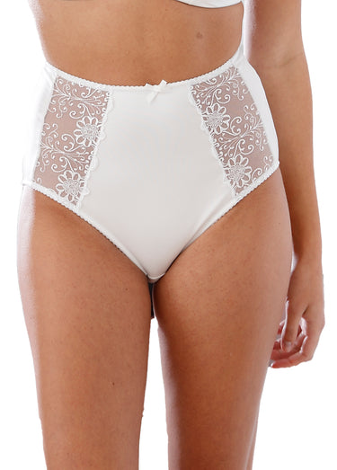 Culotte gainante taille haute tulle brodé Blanc