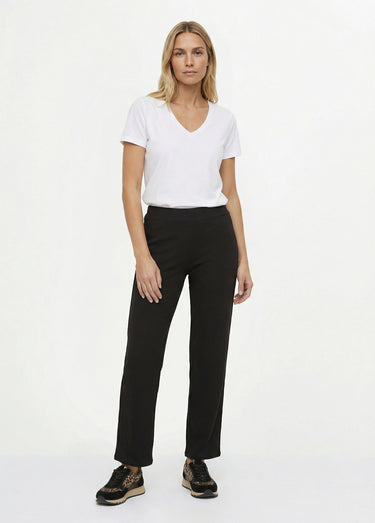 Pantalon large jersey cotelé, Essentiel Noir