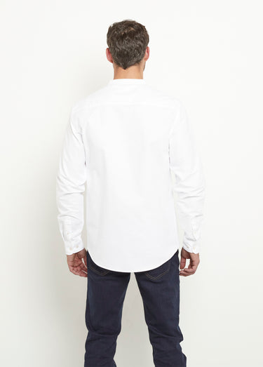 Chemise coton col officier manches longues Blanc