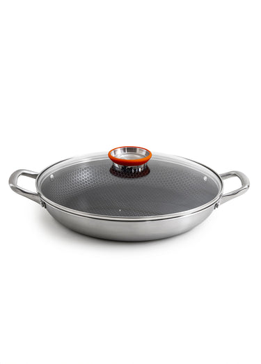 Wok 32cm triplex + couvercle Blackcube Gris