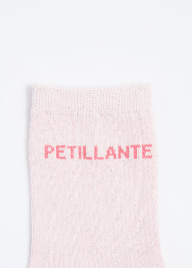 Chaussettes fil métallisé message PÉTILLANTE Rose