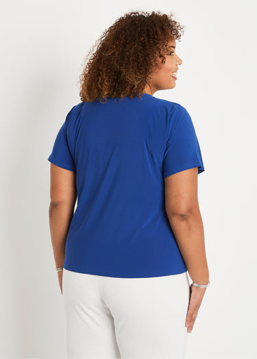 T-shirt manches courtes uni ou imprimé Uni Bleu