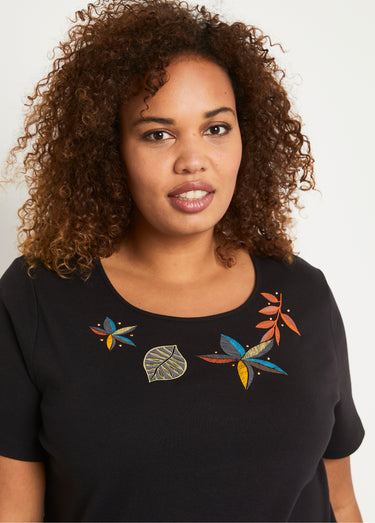 T-shirt droit long manches courtes Noir