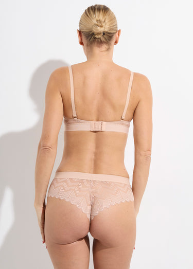 Ensemble soutien gorge shorty dentelle chevrons Beige