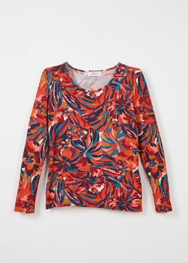 T-shirt col rond manches longues floral Imprime Tomette