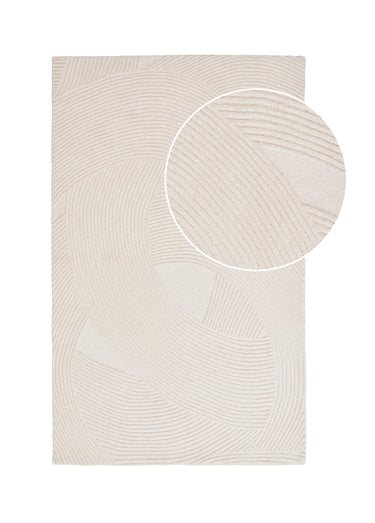 Tapis graphique pure laine tufté main 1C Ivoire