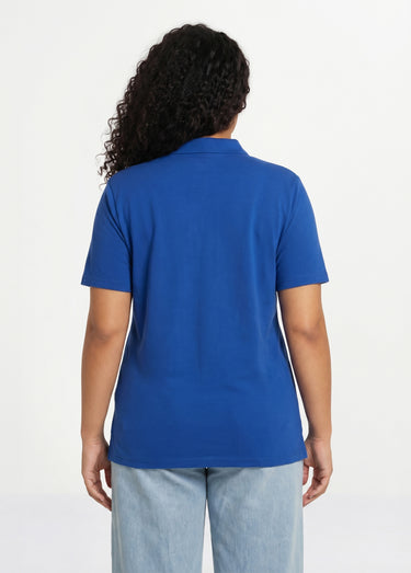 T-shirt maille piquée coton col polo Bleu Dur