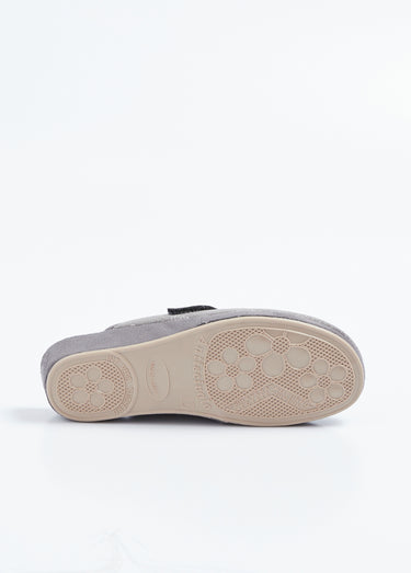 Chaussons mules scratchés largeur confort Gris