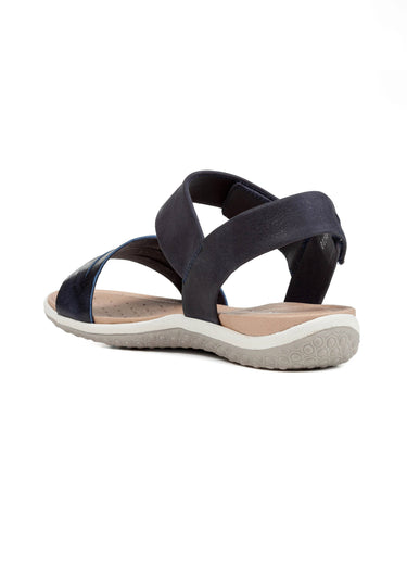 Sandales en cuir brides à scratch Jeans Fonce