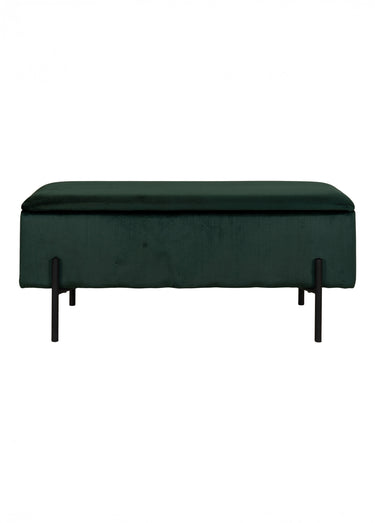Banc velours, coffre de rangement 2V Vert