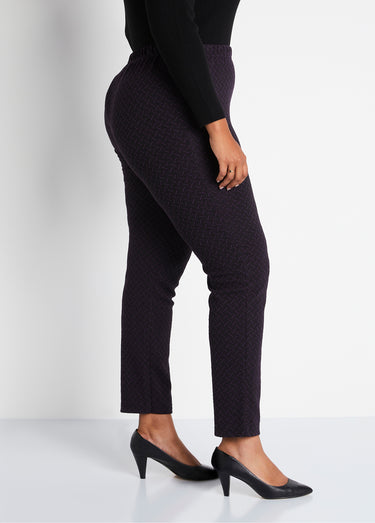 Legging droit ceinture élastiquée avec laine Prune/Noir