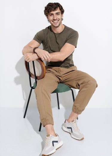 Pantalon cargo bas élastiqué, sportswear Camel