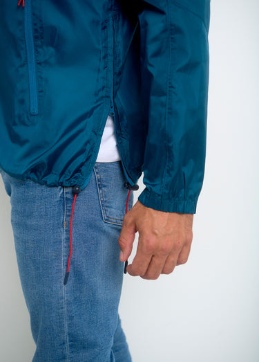 Coupe vent homme demi zip à capuche Petrole