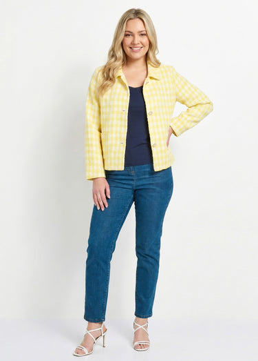 Veste pied de poule courte Jaune/Blanc