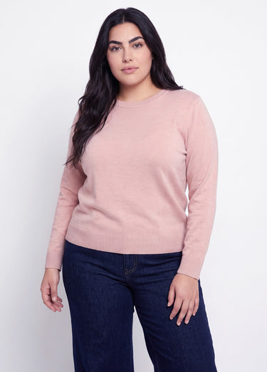 Pull doux col rond manches longues Rose