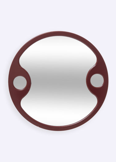 Miroir rond avec détails graphiques Marron Fonce