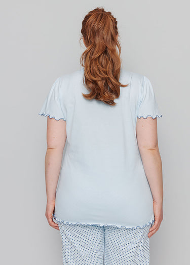 Pyjama court coton imprimé Bleu