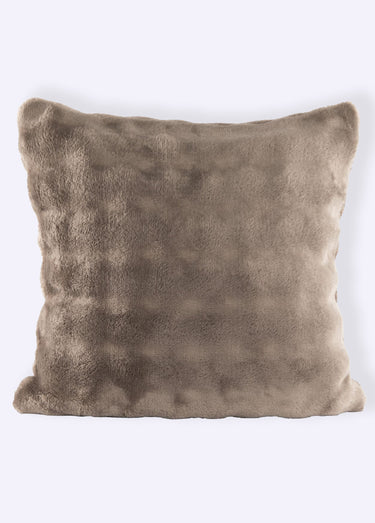 Coussin déco fantaisie, fausse fourrure Taupe