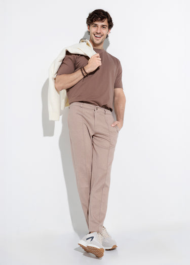 Pantalon chino en molleton avec couture Beige