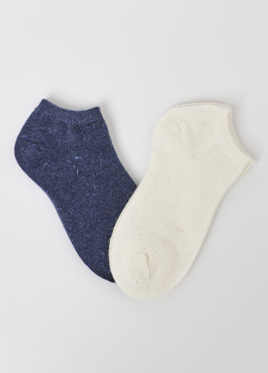 Lot de 2 Socquettes basses avec laine, chaudes Blanc