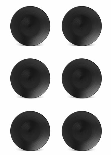 Lot de 6 assiettes plates porcelaine, Aya Noir