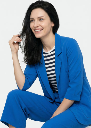 Veste col tailleur manches 3/4 Essentiel Bleu Vif