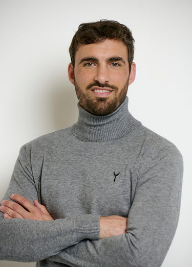 Pull col roulé chiné fine jauge Gris