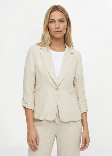 Veste tailleur rayée, aspect irrégulier Beige